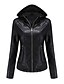 cheap Jackets-Women&#039;s Faux Leather Jacket Hoodie Jacket Pocket Basic Casual Casual Daily Date Valentine&#039;s Day Coat Short Faux Leather Camel Black Dark Blue Fall Winter Spring Hoodie Regular Fit XS S M L XL