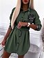 cheap Casual Dresses-Women&#039;s Shirt Dress Short Mini Dress Yellow Khaki Green Long Sleeve Solid Color Leopard Fall Spring Casual Loose 2021 S M L XL XXL 3XL