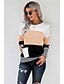 cheap T-Shirts-women long sleeve crew neck cute tunic color block loose fit t shirt trendy tops color striped shirt wine red large