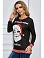 cheap T-Shirts-Women&#039;s T shirt Graphic Prints Long Sleeve Print Round Neck Tops Christmas Basic Top Black Blue