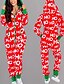 abordables Family Matching Pajamas Sets-Mujer Cremallera frontal Azul Piscina Rojo Verde Trébol Mono Animal Retazos Estampado