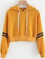 abordables Sweats à capuche et sweat-shirts-2018 nouveau, mode féminine tops varsity-rayé cordon de serrage sweat crop pull crop chemisier avec capuche (s, jaune)