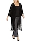 cheap Plus Size Outerwear-women&#039;s size plus caftan with fringe detail, anne black, 2x/3x