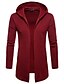 cheap Sale-fashion hooded solid trench coat mens jacket cardigan long sleeve outwear blouse red
