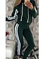 cheap Two Piece Sets-Women&#039;s Striped Daily Wear Two Piece Set Hoodie Tracksuit Pant Loungewear Jogger Pants Patchwork Tops