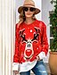 cheap Sweaters &amp; Cardigans-Women&#039;s Pullover Animal Knitted Long Sleeve Loose Sweater Cardigans Fall Winter Crew Neck Black Red