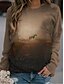 preiswerte Kapuzenjacken &amp; Sweatshirts-Damen Grafik Pferd Kapuzenshirt Pullover Täglich Alltag Strassenmode Kapuzenpullover Sweatshirts Purpur Gelb Khaki