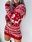 preiswerte Dresses-Damen Minikleid Pullover Pullover Kleid Grün Schwarz Rote Langarm Patchwork Bedruckt Geometrisch Tier Rundhalsausschnitt Herbst Winter Alltag 2021 S M L XL XXL