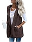 cheap Jackets-womens sleeveless fall winter hooded faux fur vest waistcoats coat outerwear beige m