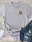 cheap T-Shirts-Women&#039;s T shirt Graphic Prints Print Round Neck Tops 100% Cotton Basic Basic Top White Light Blue