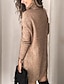 billige Midi Kjoler-Dame Sweater Jumper Kjole Kort minikjole Grå Kakifarvet Langærmet Helfarve Trykt mønster Efterår Rullekrave Elegant Tynd 2021 S M L XL / Plus størrelse / Plus størrelse