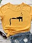 abordables T-shirts-T shirt Tee Femme du quotidien Fin de semaine Chat Manches Courtes Col Rond Imprimer basique Blanche Noir Hauts 100% Coton S