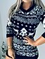 cheap Dresses-Women&#039;s Short Mini Dress Sweater Jumper Dress Green Black Red Long Sleeve Patchwork Print Geometric Animal Round Neck Fall Winter Casual 2021 S M L XL XXL