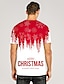 baratos Christmas Tees-Camiseta masculina com estampa 3D gráfica 3D com estampa de letras manga curta tops gola redonda vermelho / branco