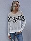 cheap Sweaters-Women&#039;s Basic Color Block Geometric Pullover Cotton Long Sleeve Sweater Cardigans Crew Neck Fall Beige
