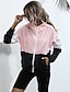 cheap Jackets-Women&#039;s Jacket Fall &amp; Winter Sports Short Coat V Neck Regular Fit Basic Jacket Long Sleeve Patchwork Color Block Blushing Pink / Cotton