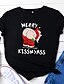 cheap Christmas Tops-Women&#039;s T shirt Graphic Graphic Prints Letter Print Round Neck Tops 100% Cotton Basic Christmas Basic Top Black Yellow Blushing Pink