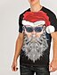 billige Christmas Tees-Herre Jul 3D-udskrivning T-shirt Grafisk 3D Kortærmet Trykt mønster Toppe Rund hals Sort / Grå