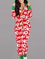 economico Family Matching Pajamas Sets-Per donna Cerniera frontale Blu Rosso Verde Tuta Animali Collage Con stampe