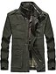 cheap Sale-Men&#039;s Jacket Spring &amp;  Fall Daily Regular Coat Regular Fit Basic Jacket Long Sleeve Solid Colored Army Green Khaki Black