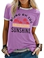 economico T-shirts-magliette per donna t-shirt estiva portano il sole grafico albero casual top maniche corte larghe grigie
