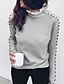 cheap Sweaters-Women&#039;s Pullover Solid Color Hollow Out Hollow Long Sleeve Sweater Cardigans Fall Winter Turtleneck Gray