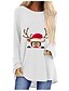 cheap Christmas Tops-Women&#039;s T shirt Tee Black White Red Graphic Prints Reindeer Long Sleeve Christmas Gift Christmas Round Neck