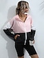 cheap Jackets-Women&#039;s Jacket Fall &amp; Winter Sports Short Coat V Neck Regular Fit Basic Jacket Long Sleeve Patchwork Color Block Blushing Pink / Cotton
