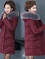 cheap Coats &amp; Trench Coats-women’s 2019 puffer coat with fur hooded, jmetrie warm long jacket thicken coat outwear plus sizes wine