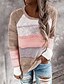 abordables Pulls-Un sweatshirt pullover Pullover Sauteur Sauteur Femme Tricoter Ouvert Mince Col Ras du Cou Bloc de couleur du quotidien Fin de semaine à la mode basique Manches Longues Automne L&#039;hiver Vert Rose