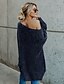 abordables Pulls-Femme Pullover Couleur unie Tricoté Manches Longues Ample Pull Cardigans Automne Hiver Epaules Dénudées Bleu