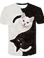 billige T-shirts-kvinders kortærmet t-shirt, dyreprintede toppe afslappet hvid løs bluse (r, en)