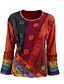 preiswerte T-shirts-Damen Übergrössen Tunika Einfarbig Langarm Patchwork Druck Rundhalsausschnitt Grundlegend Oberteile Blau Purpur Rosa