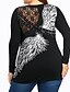 cheap Plus Size Tops-Women&#039;s Plus Size Tunic Abstract Long Sleeve Cut Out Print V Neck Tops Cotton Black Purple Red