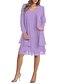 cheap Elegant Dresses-Women&#039;s Two Piece Dress Short Mini Dress Purple Long Sleeve Solid Colored Summer Spring &amp; Summer Round Neck Hot Belt Not Included 2021 XXL 3XL 4XL 5XL / Plus Size / Chiffon / Plus Size