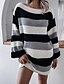 cheap Autumn dress-Women&#039;s Sweater Jumper Dress Short Mini Dress Blue Black Long Sleeve Color Block Patchwork Print Fall Spring Off Shoulder Elegant Casual Slim 2021 M L XL