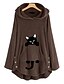 cheap Coats &amp; Trench Coats-Women&#039;s Cat Animal Hoodie Teddy Coat Front Pocket Daily Basic Cute Hoodies Sweatshirts  Loose Long Black Gray Wine