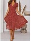 cheap Boho Dresses-Women&#039;s Knee Length Dress Swing Dress Green Red Short Sleeve Print Polka Dot V Neck Spring Summer Casual Vacation Boho 2021 S M L XL XXL