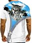 baratos Camisetas Masculinas-Homens Camisa Social Camiseta Gráfico Animal 3D Decote Redondo Azul Impressão 3D Casual Diário Manga Curta Imprimir Roupa Desenho Clássico