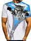 baratos Camisetas Masculinas-Homens Camisa Social Camiseta Gráfico Animal 3D Decote Redondo Azul Impressão 3D Casual Diário Manga Curta Imprimir Roupa Desenho Clássico