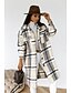 cheap Coats &amp; Trench Coats-Women&#039;s Long Pea Coat Winter Plaid Shacket Jacket Trench Coat Fall Single Breasted Stand Collar Over Coat Black Gray Basic Essential Going out Loose S M L XL XXL / Winter