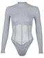 cheap Jumpsuits &amp; Rompers-Women&#039;s Ordinary Active White Black Gray Romper Color Block Mesh Patchwork