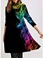 cheap Casual Dresses-Women&#039;s A Line Dress Short Mini Dress 3/4 Length Sleeve Print Print Fall Spring Casual 2021 Rainbow M L XL XXL 3XL