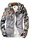 cheap Sale-men&#039;s windbreaker jacket, floral bomber jacket hooded lightweight zip-up drawstring flower coat black large