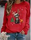 preiswerte Kapuzenpullis &amp; Sweatshirts-Damen Katze Grafik Pullover Sweatshirt Weihnachten Täglich Grundlegend Weihnachten Kapuzenpullover Sweatshirts Rote