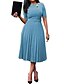 cheap Plus Size Dresses-Women&#039;s Plus Size Solid Color A Line Dress Ruched Round Neck Half Sleeve Casual Summer Daily Midi Dress Dress / Pleated