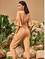 cheap Jumpsuits &amp; Rompers-Women&#039;s Jumpsuit Solid Colored Ruffle Patchwork Streetwear V Neck Straight Regular Fit Khaki S M L