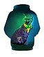 billige T-skjorter og skjorter til gutter-Barn Gutt Hettegenser og sweatshirt Langermet Grønn Katt Trykt mønster Katt Grafisk 3D Dyr Aktiv