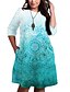 cheap Casual Dresses-Women&#039;s A Line Dress Knee Length Dress Half Sleeve Print Color Gradient Pocket Patchwork Print Fall Spring Plus Size Casual 2021 Light Blue XXL 3XL 4XL 5XL 6XL