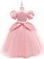 cheap Girls&#039; Dresses-Kids Little Girls&#039; Dress Solid Colored Butterfly Embroidered Mesh Bow Blushing Pink Midi Short Sleeve Cute Dresses Children&#039;s Day Slim